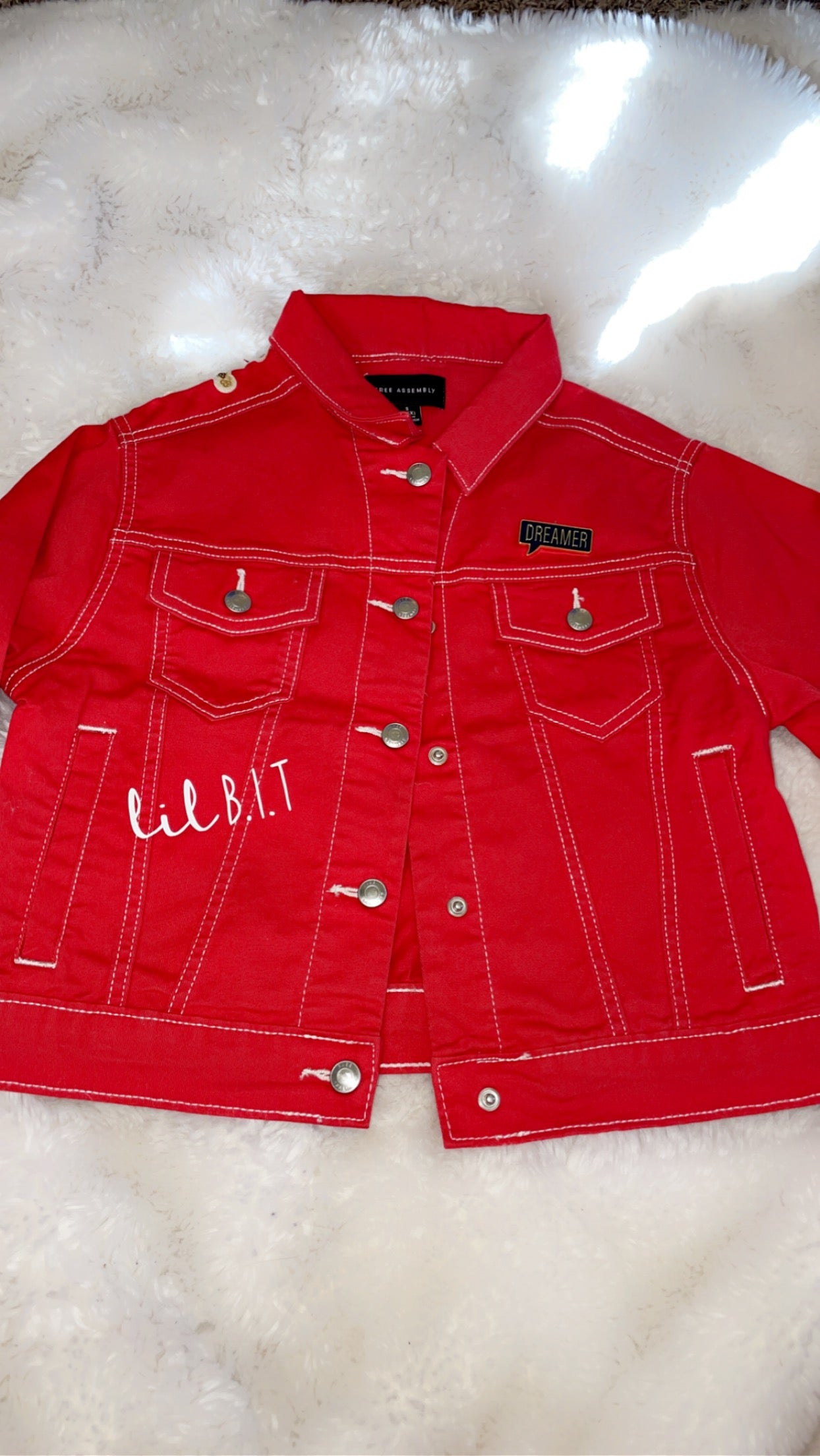 Primark red 2025 denim jacket