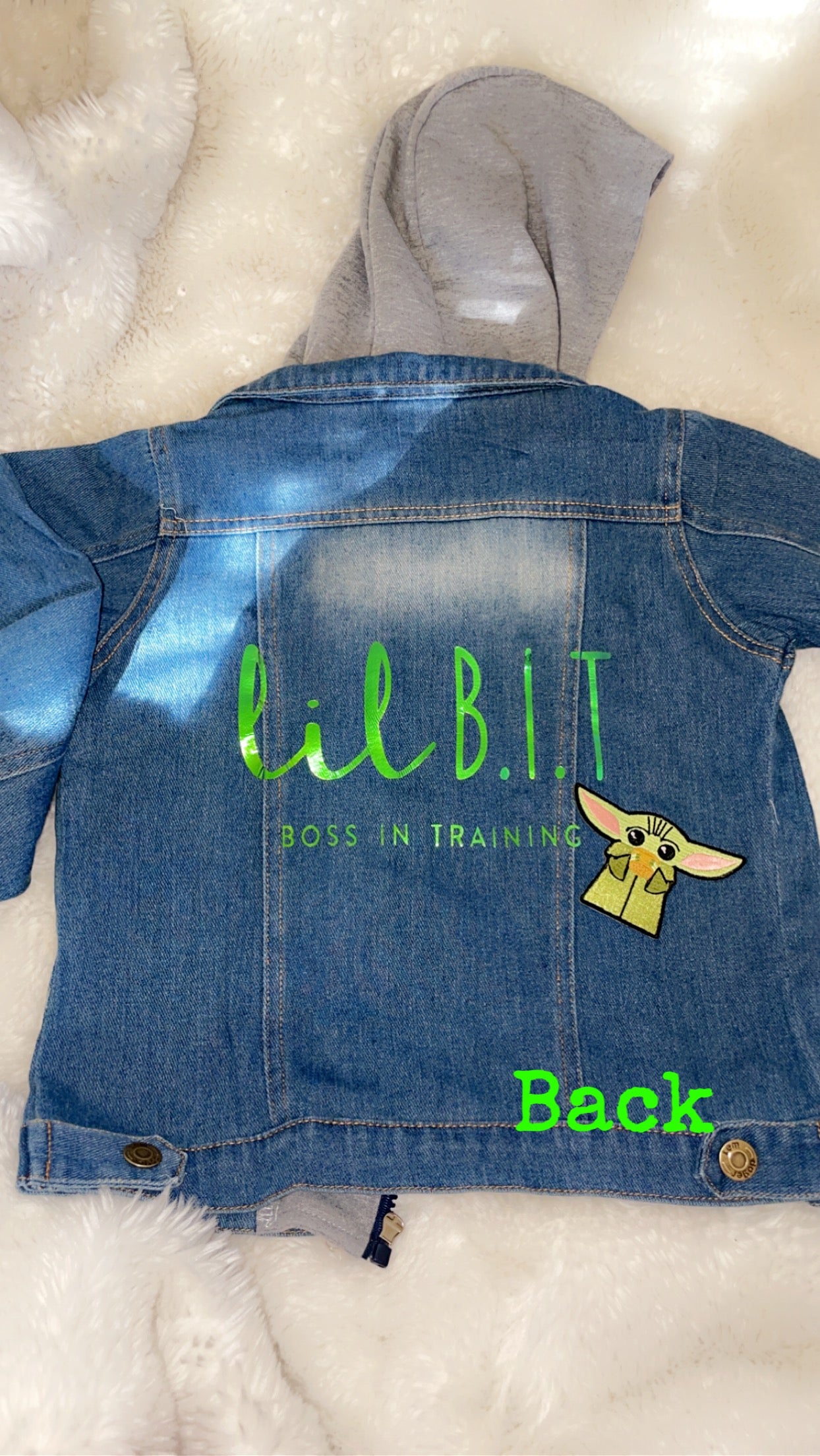 Hooded Denim Jacket | Custom Printed Jacket | Lil B.I.T