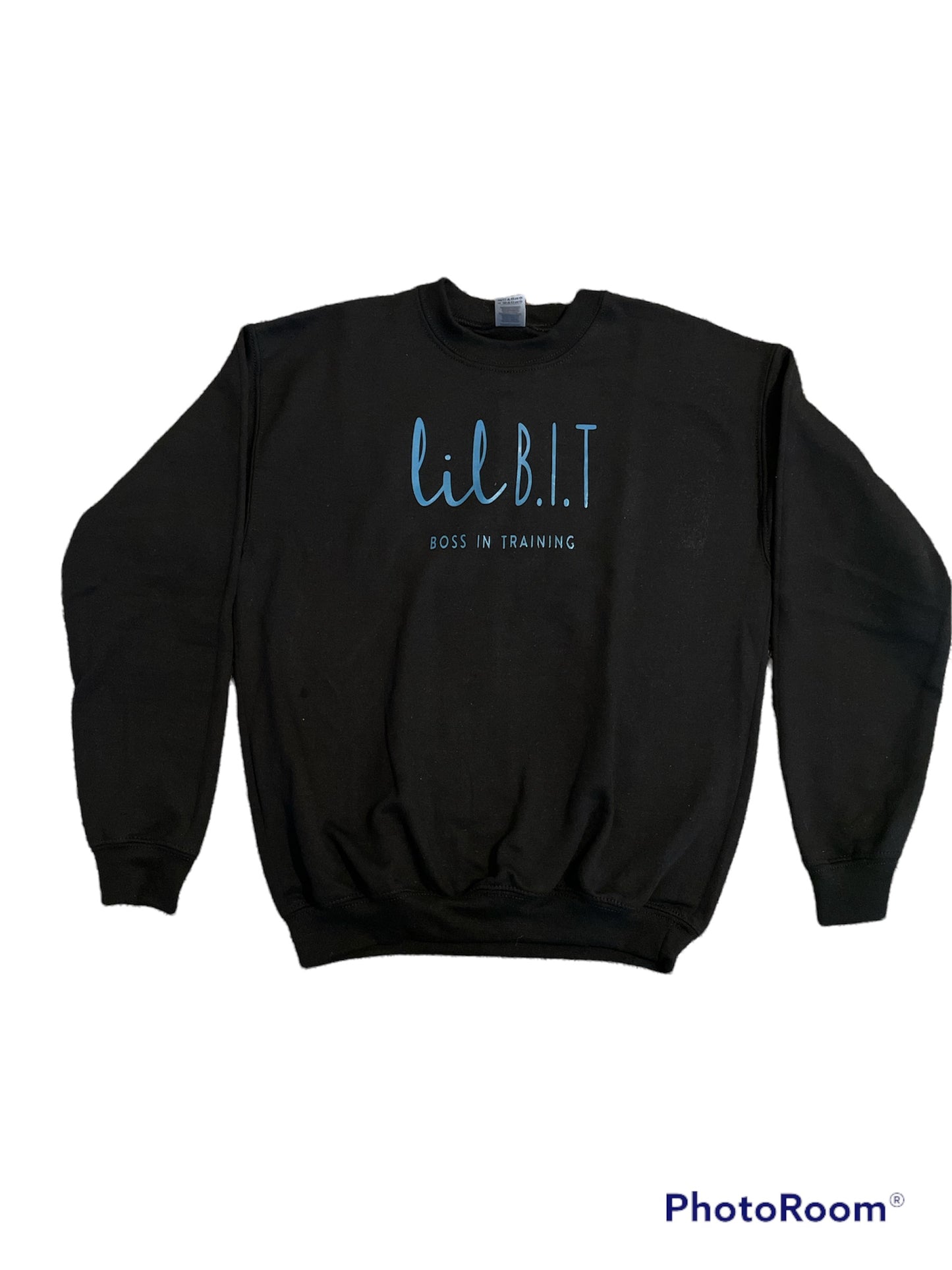 Black Crewneck Sweatshirt | Reflective Logo Sweatshirt | Lil B.I.T